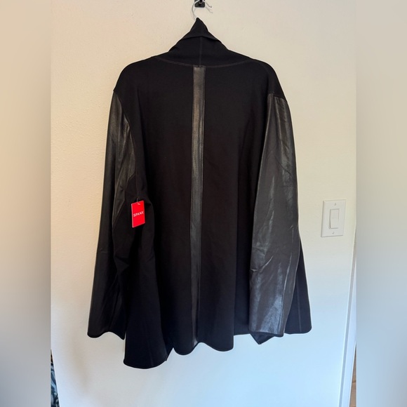 NEW Spanx Drape Front Jacket Black Faux Leather 3X Plus Stretch NWT - Picture 7 of 12